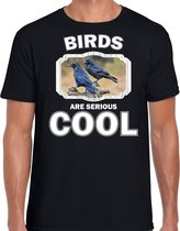 Dieren vogels t-shirt zwart heren - birds are serious cool shirt - cadeau t-shirt raaf/ vogels liefhebber L
