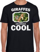 Dieren giraffen t-shirt zwart heren - giraffes are serious cool shirt - cadeau t-shirt giraffe/ giraffen liefhebber 2XL