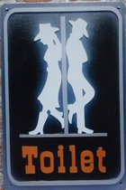 Wandbord – Toilet cowboy - Vintage Retro - Mancave - Wand Decoratie - Emaille - Reclame Bord - Tekst - Grappig - Metalen bord - Schuur - Mannen Cadeau - Bar - Café - Kamer - Tinnen
