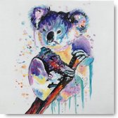 Schilderij koala 50 x 50 - Artello - handgeschilderd schilderij met signatuur - schilderijen woonkamer - wanddecoratie - 700+ collectie Artello schilderijenkunst