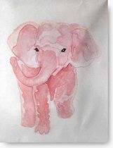 Schilderij roze olifant 60 x 90 - Artello - handgeschilderd schilderij met signatuur - schilderijen woonkamer - wanddecoratie - 700+ collectie Artello schilderijenkunst