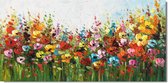 Schilderij bloemenveld 140 x 70 - Artello - handgeschilderd schilderij met signatuur - schilderijen woonkamer - wanddecoratie - 700+ collectie Artello schilderijenkunst