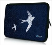 Sleevy 9,7 ipad/tablet hoes blauw patroon en vogels - tablet sleeve