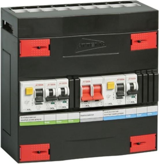 Attema groepenkast 1 fase 3 lichtgroepen 2 aardlekschakelaars 1 hoofdschakelaar in doos