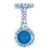 Verpleegster horloge jelly bloem paars/blauw - wijzerplaat blauw