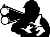 Autosticker/raamsticker - Jager met geweer + Eenden - Sticker jacht - Sticker schadebestrijding - Zwart