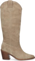 Manfield - Dames - Taupe suède cowboylaarzen - Maat 39