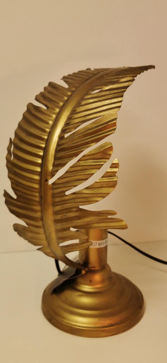 Lamp - Waai Blad - Antiek - Goud - 38cm .
