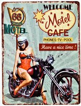 2D bord "Welcome Motel Cafe" 33x25cm
