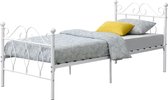 Cadre de lit en métal Apolda avec sommier blanc 90x200 cm