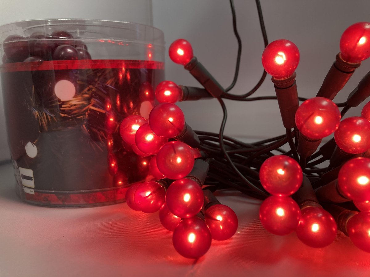 Kerstverlichting rood 35 lamps guirlande bol lampje binnenshuis kerstdecoratie verlichting