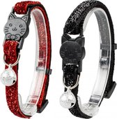 Duvo+ Kattenhalsband glitter 2 nylon kleur rood 20-30cm / 10mm, LET OP PER STUK, ALLEEN DE KLEUR ROOD WORD GELEVERD !!