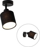 QAZQA hetta - Moderne Plafondlamp en wandlamp voor binnen - 1 lichts - D 20 cm - Zwart - Woonkamer | Slaapkamer | Keuken