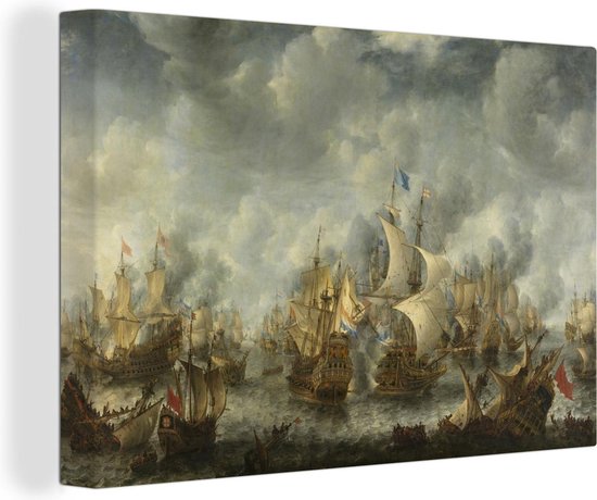Canvas Schilderij Slag bij Terheide - Schilderij van Jan Abrahamsz Beerstraten - 90x60 cm - Wanddecoratie