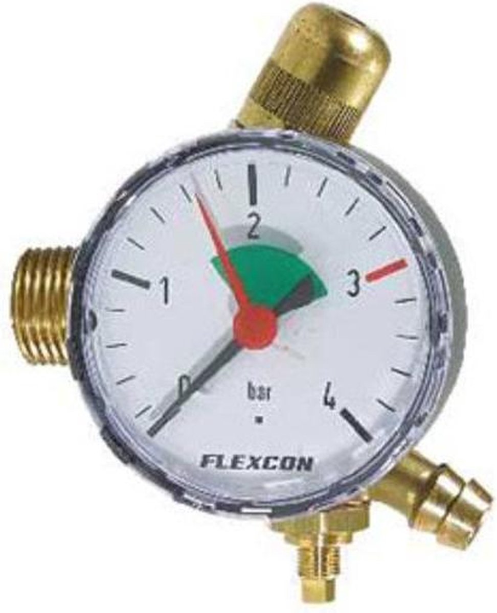 Flamco Flexcon aansluitgroep 12mmx1/2 met manometer