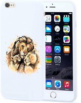 Apple Iphone 6 / 6S Wit siliconen hoesje Leeuwen familie
