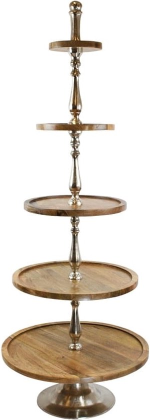 Houten Etagère Van Mangohout Met 5 Draaibare Schaaltjes 44 5 Cm