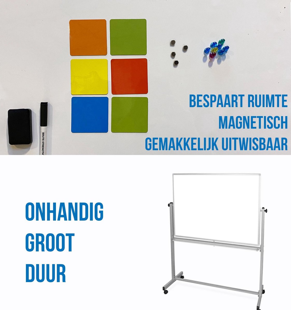 Brute Strength - Magnetisch Whiteboard (40x60 cm) Folie Zelfklevend met wisser - magneten en marker thumbnail 5