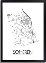 Someren Plattegrond poster A4 + Fotolijst Zwart (21x29,7cm) - DesignClaud