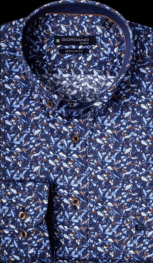 Giordano Heren Overhemd Blauw Spetter Print Satijn Regular Fit - XL |  bol.com