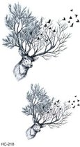 Temporary tattoo | tijdelijke tattoo | fake tattoo | edelhert - takken | 6 x 10.5 cm