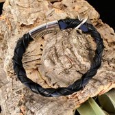 Leren armband heren Martell |zwart en blauw gevlochten leren armband