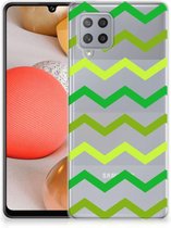 Telefoonhoesje Geschikt voor Samsung Galaxy A42 TPU Siliconen Hoesje met Foto Zigzag Groen