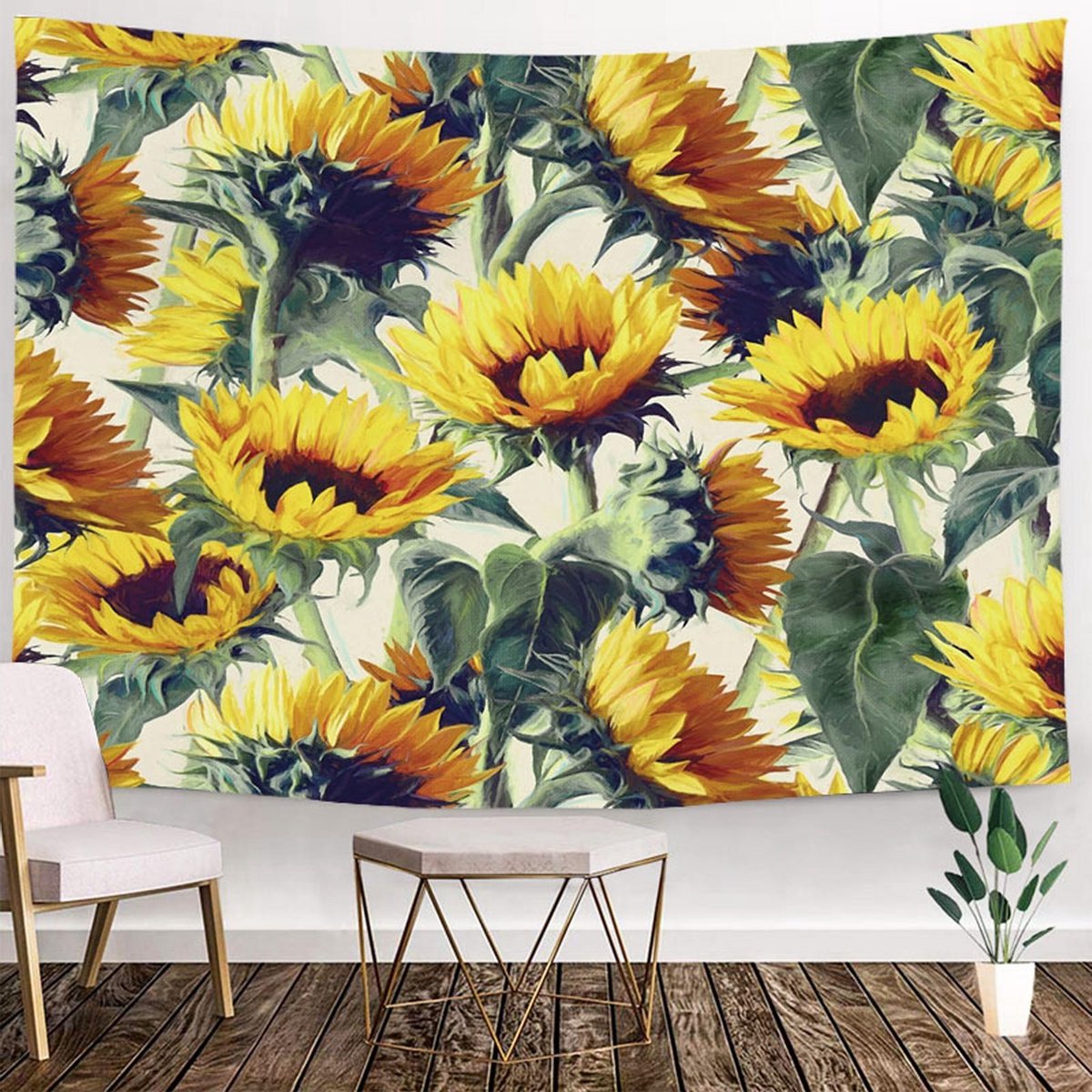 Wandkleed binnen - Wandtapijt - Natuur - Vintage - Bloemen - Muurkleed - Wanddoek Stof - 2