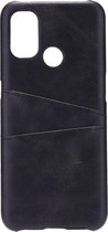 Shop4 - OnePlus Nord N100 Hoesje - Harde Back Case Cabello met Pasjeshouder Zwart