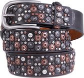 Riem met Sterren en Studs - Echt Leer / Leder - 85x3,5 cm - Grijs