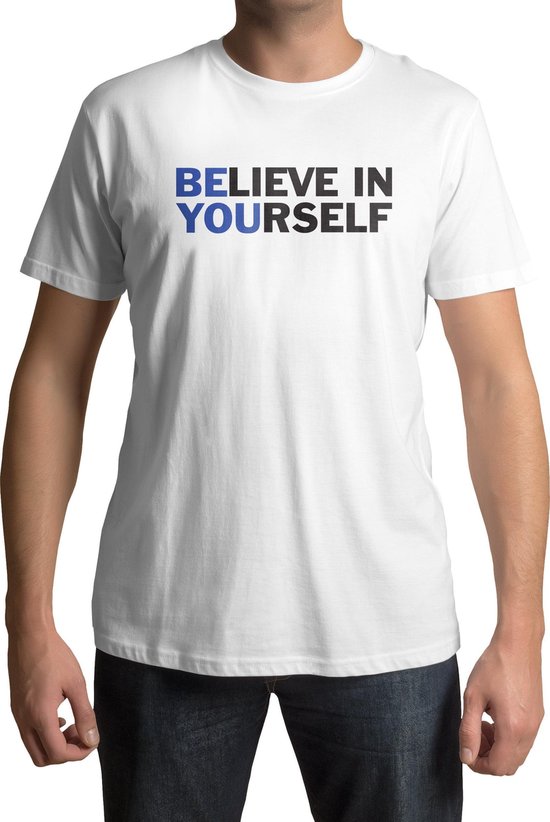 Believe in yourself T-shirt - Heren - Maat XL - Wit