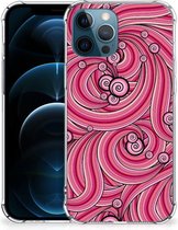 Anti Shock Case iPhone 12 | 12 Pro Telefoonhoesje  met doorzichtige rand Swirl Pink