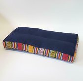 Zitkussen - Meditatiekussen - Tibetan style - rechthoekig - blauw met kleurige rand