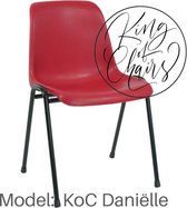 King of Chairs model KoC Daniëlle rood met zwart onderstel. Stapelstoel kantinestoel kuipstoel vergaderstoel tuinstoel kantine stoel stapel stoel kantinestoelen stapelstoelen kuips
