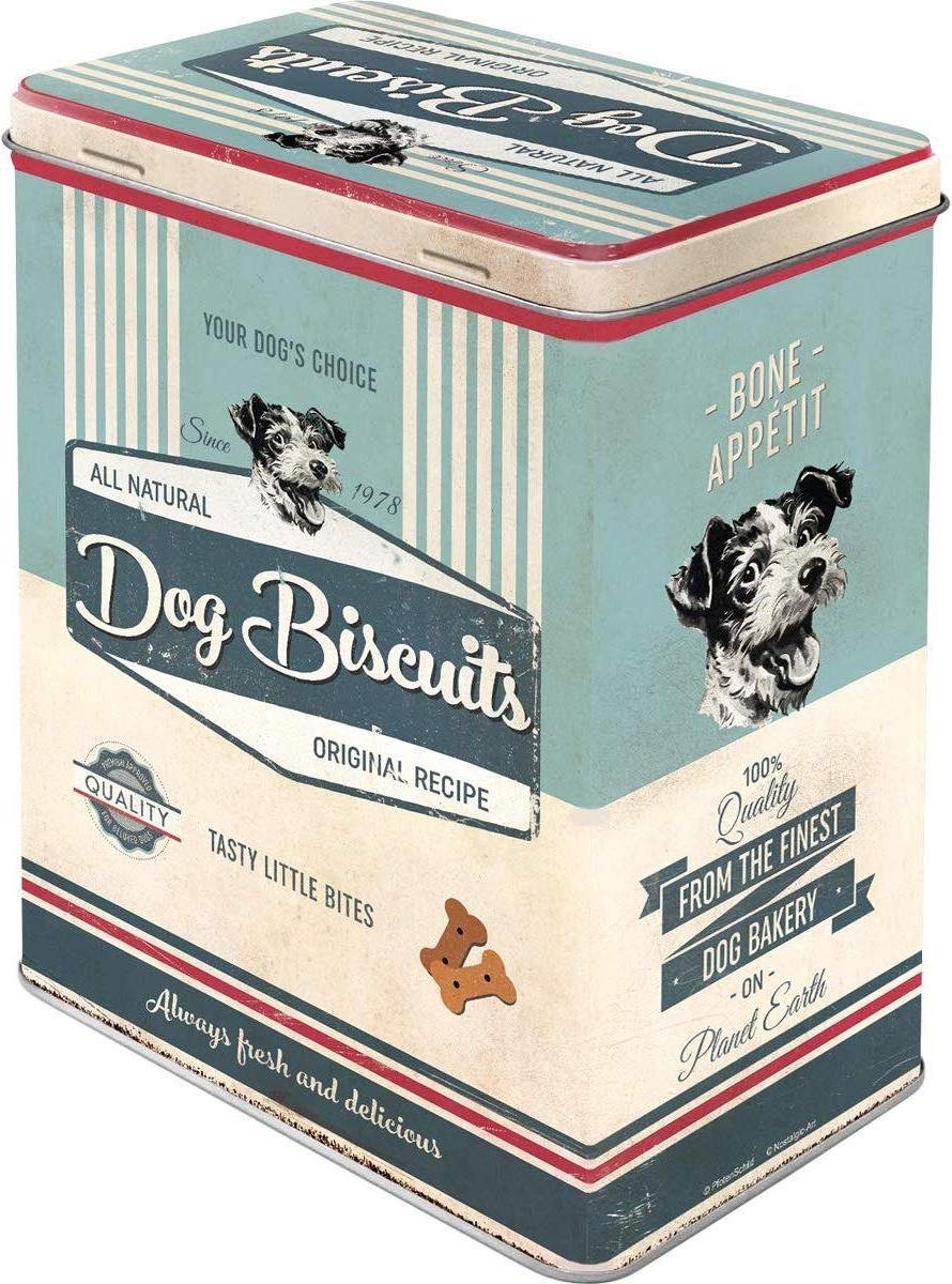 Bewaar Blik Honden Snoepjes - Dog Biscuits (in leuke relief blik)
