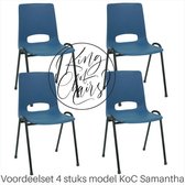 King of Chairs -Set van 4- Model KoC Samantha blauw met zwart onderstel. Stapelstoel kuipstoel vergaderstoel tuinstoel kantine stoel stapel stoel kantinestoelen stapelstoelen kuips