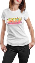 Bottoms up - T-shirt - Dames - Maat L - Wit