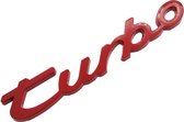 TURBO, Rood metalen embleem - badge voor op de auto