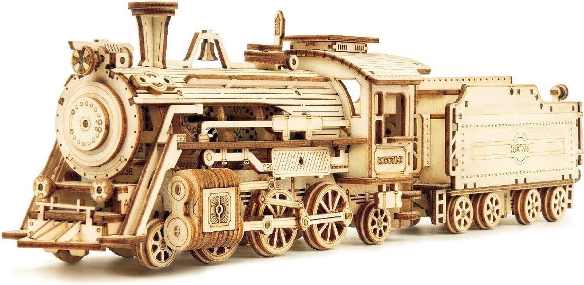 Houten Modelbouw Set Trein & Wagon - Locomotief - Bouwpakket - Schaal 1:80 - 308... | bol.com