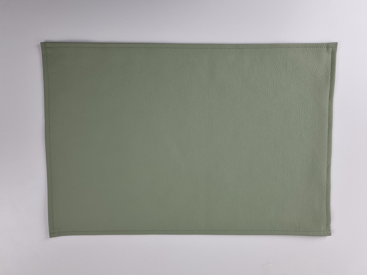 2x Monaco XL Placemat Green Tea - lederlook - Groen - rechthoek - Kunstleder - Extra grote placemat - 48x35cm