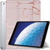 Hoes geschikt voor iPad Air 2019 10.5 inch - Trifold Book Case Leer Tablet Hoesje Marmer Roze