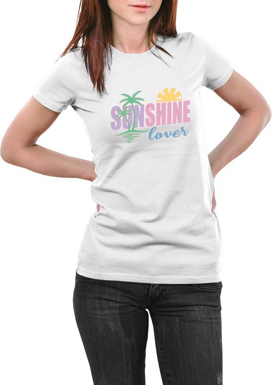Sunshine lover - T-shirt - Dames - Maat L - Wit
