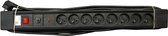 AC stekkerdoos + schakelaar + RFI - 8x 2P+A 16A met snoer - 3G.1.5 - Zwart - 5m
