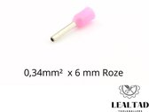 Adereindhuls 0,34 mm² x 6 mm roze 100 stuks | Ferrule | Draadhuls | Adereindhulzen | Eindverbinder