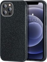 iphone 12 pro hoesje glitter zwart - iPhone 12 pro Hoesje Glitters Siliconen Case Back Cover Zwart Black