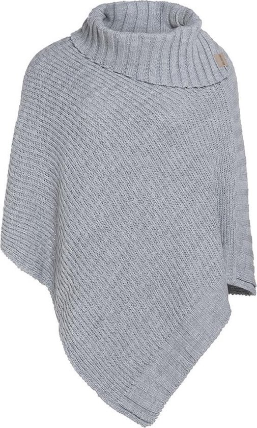 Poncho tricoté Nicky de Knit Factory - Grijs clair - Taille unique