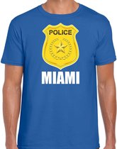 Police embleem Miami t-shirt blauw voor heren - politie - verkleedkleding / carnaval kostuum XL