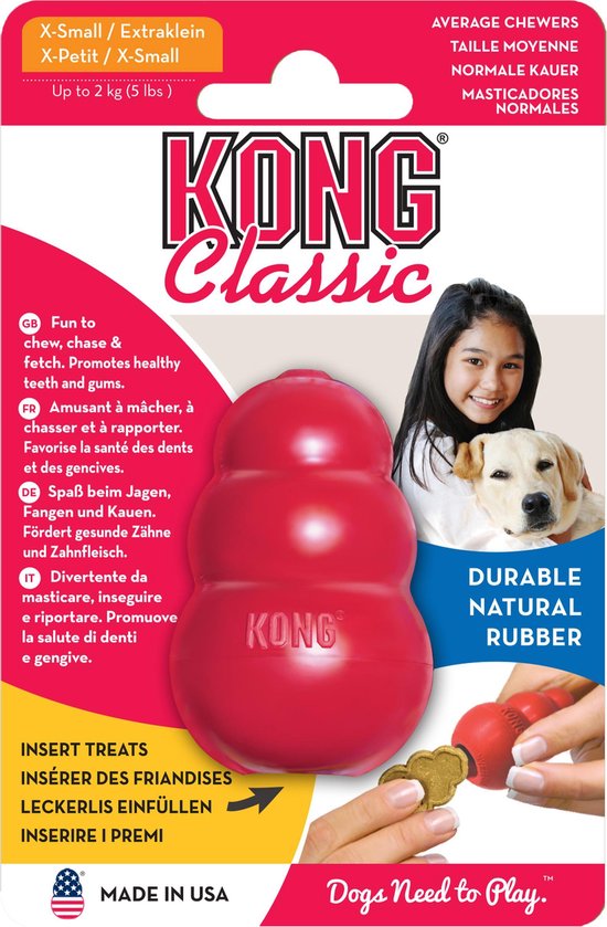 KONG Jouet pour chien KONG CLASSIC en caoutchouc naturel - rouge
