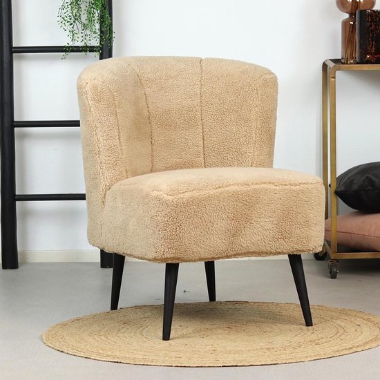 Bronx71® Teddy fauteuil taupe Lyla - Zetel 1 persoons - Relaxstoel - fauteuil -... | bol.com