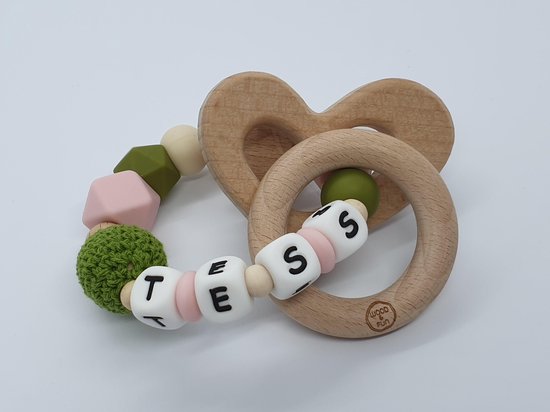Bijtring met naam meisje - Baby cadeau meisje - Kraamcadeau meisje-design  “Tess” -... | bol.com